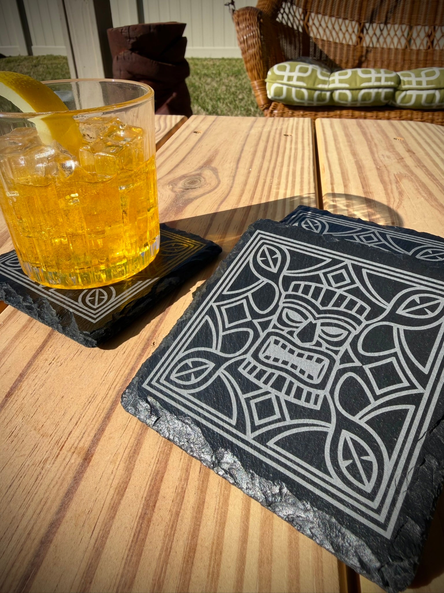 Jade Tile Tiki Slate Coasters
